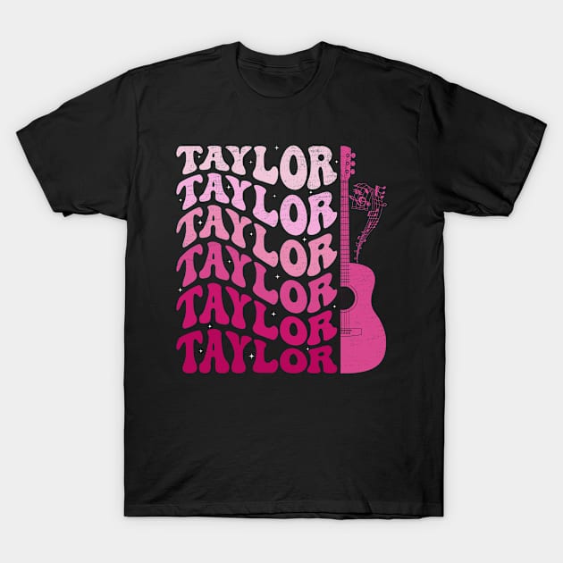 Taylor First Name I Love Taylor Girl Groovy Retro Tie Dye T-Shirt by Maccita